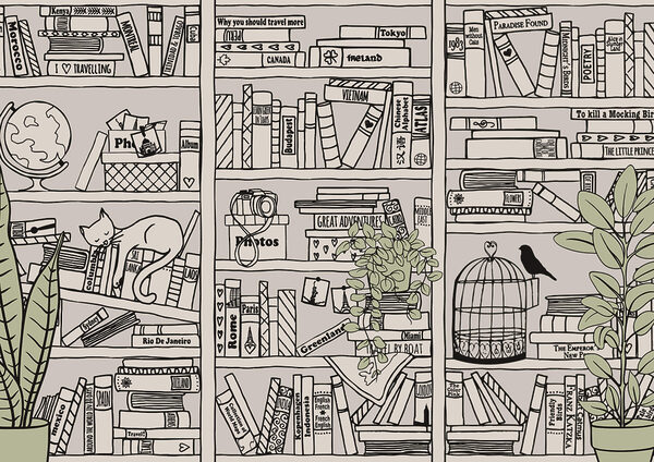 Papier peint avec des livres sur des étagères Papier peint avec des livres sur des étagères
