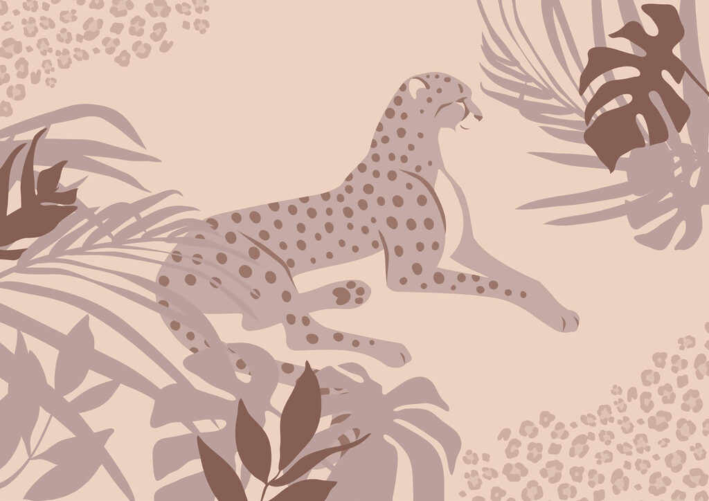 Guépard couché avec des plantes Guépard couché avec des plantes