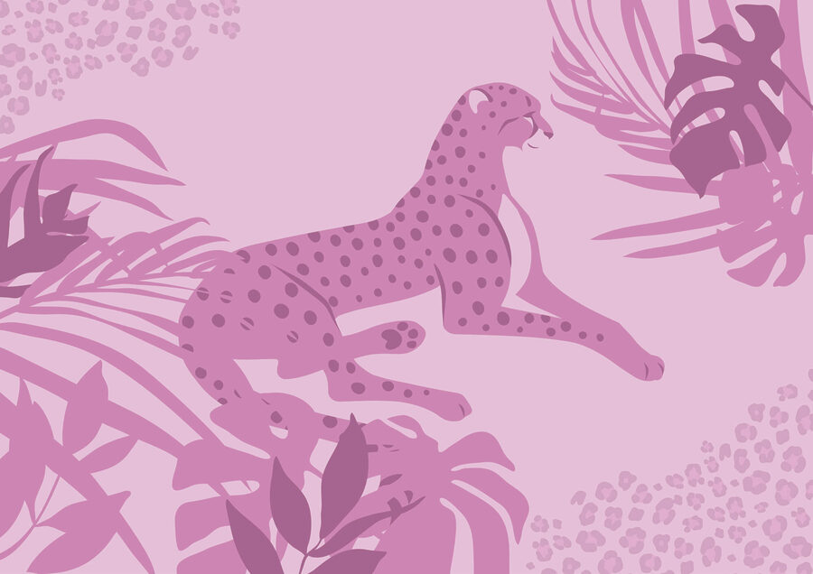 Guépard violet avec des taches roses