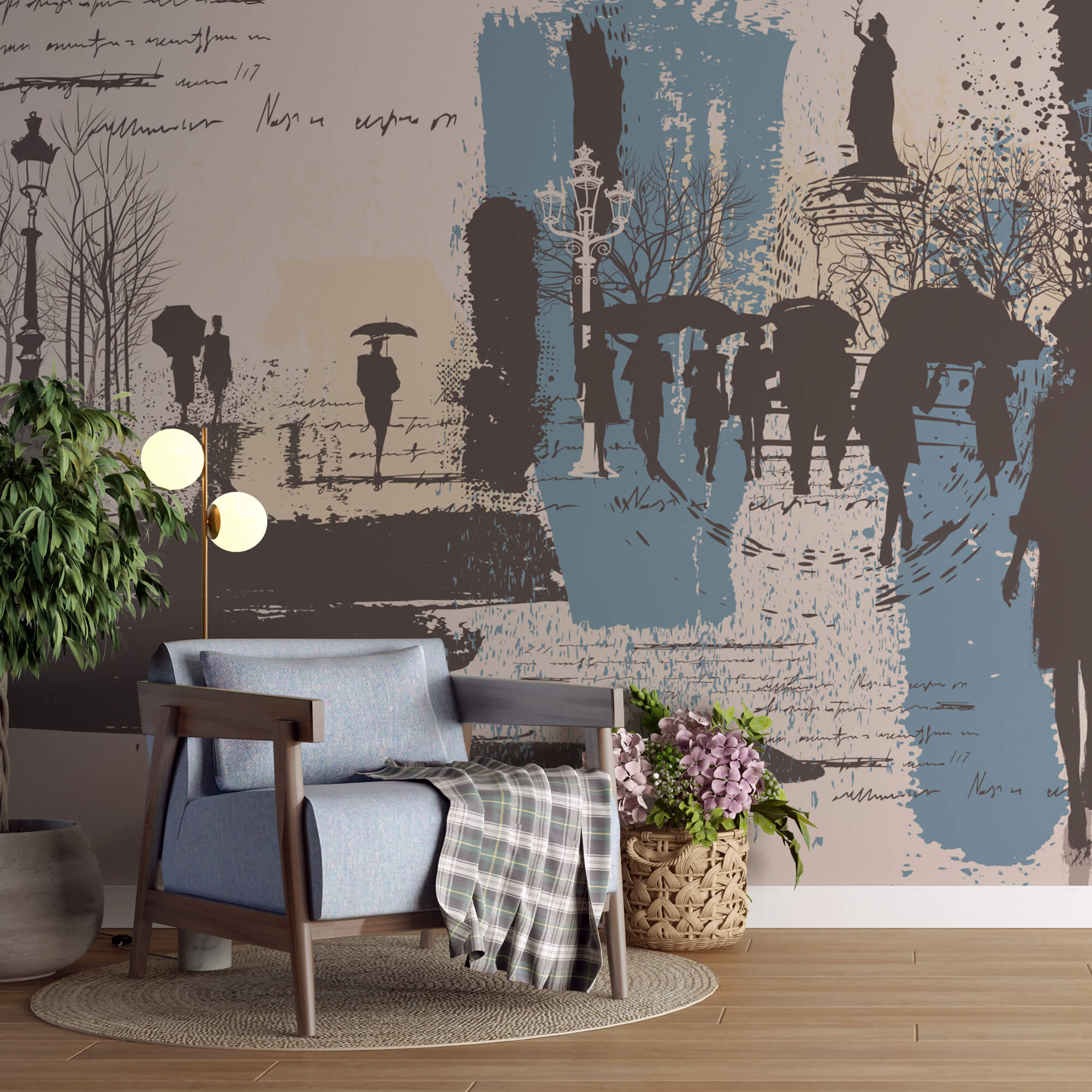 Groupe de personnes marchant avec des parapluies