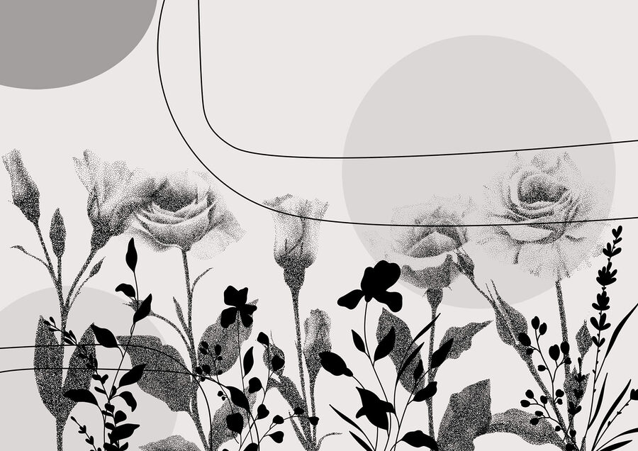 Image de fleurs en noir et blanc