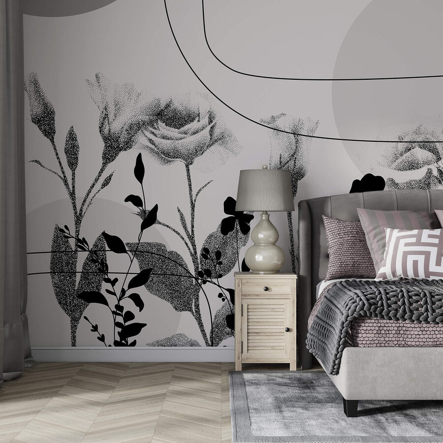 Image de fleurs en noir et blanc