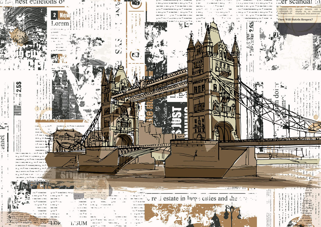 Dessin d'un pont sur une rivière Dessin d'un pont sur une rivière