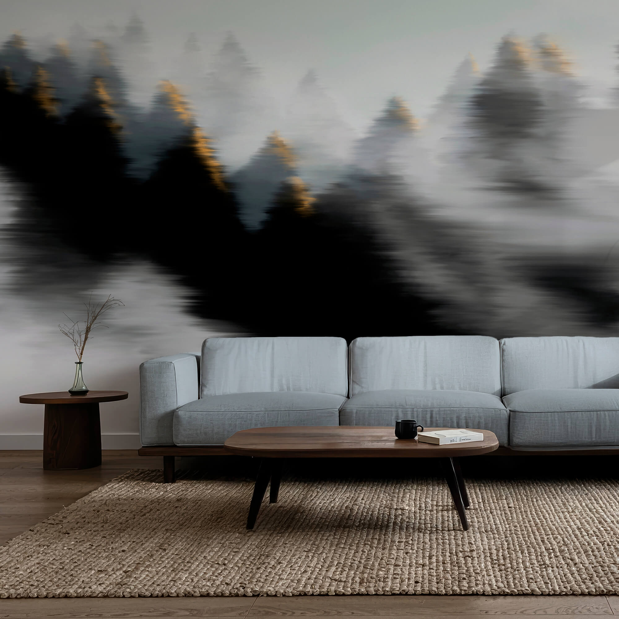 Forêt brumeuse avec des arbres