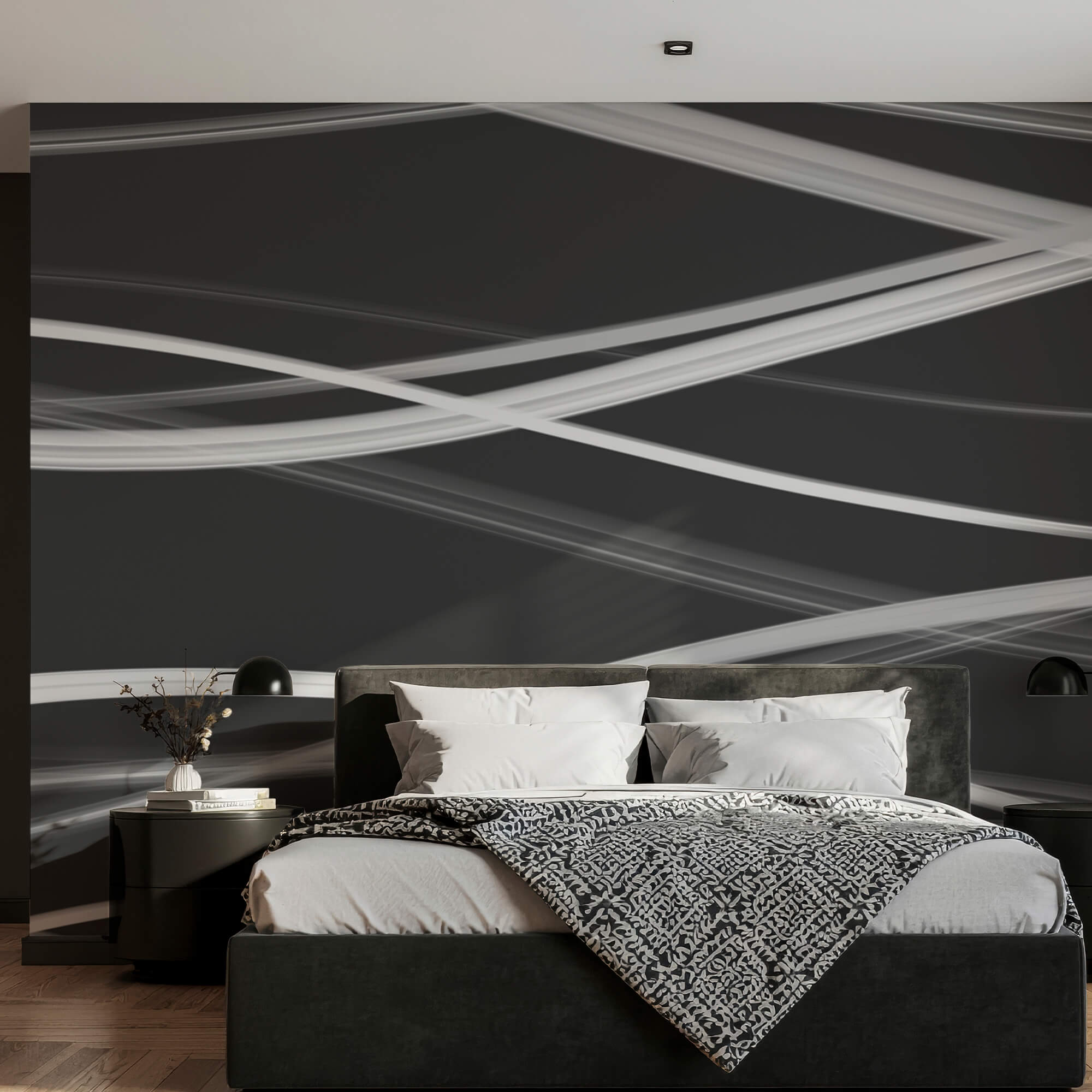 Lignes blanches sur fond noir