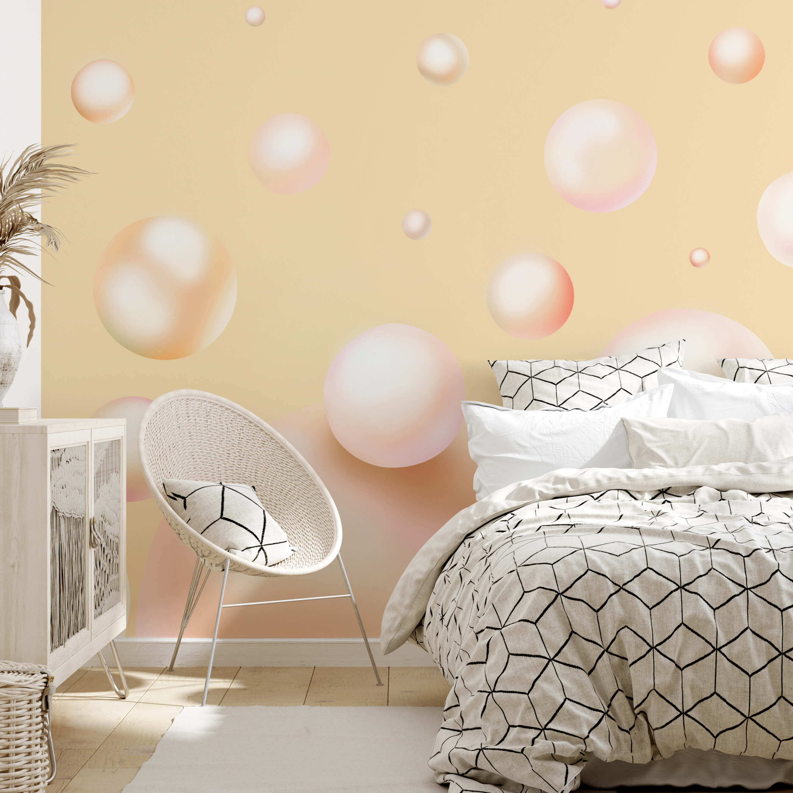 Les orbes flottants créent une scène onirique Les orbes flottants créent une scène onirique