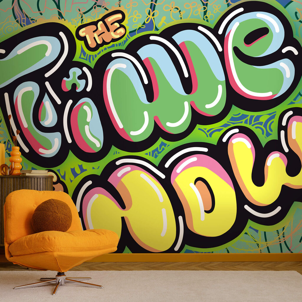 Graffiti coloré sur fond vert Graffiti coloré sur fond vert