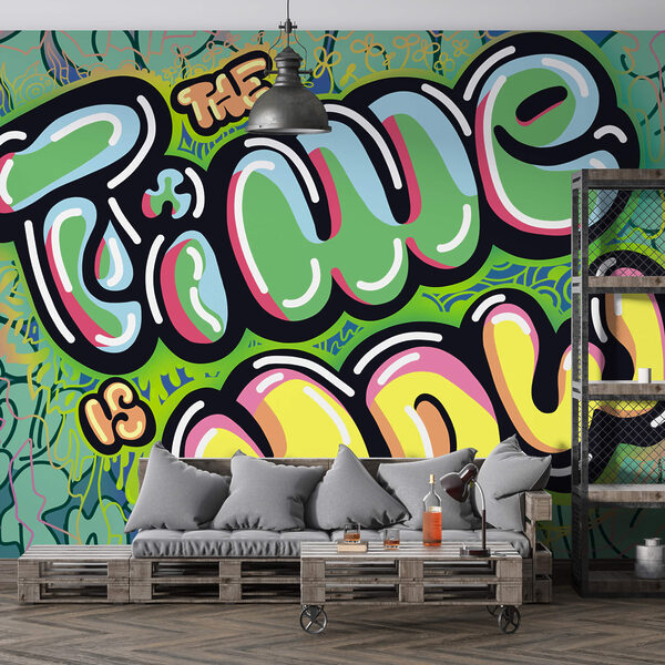 Graffiti coloré sur fond vert Graffiti coloré sur fond vert