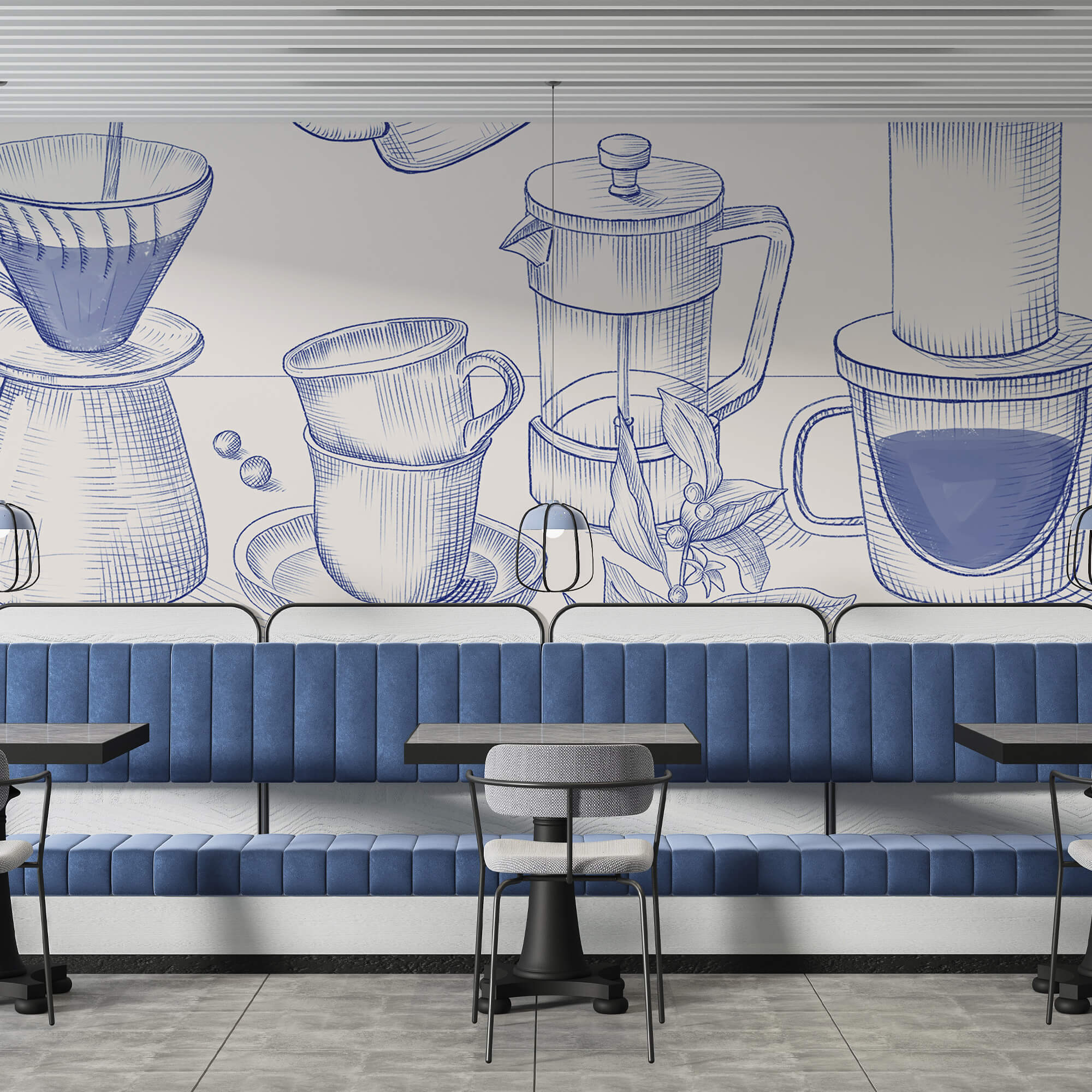 Dessin du processus de préparation du café Dessin du processus de préparation du café