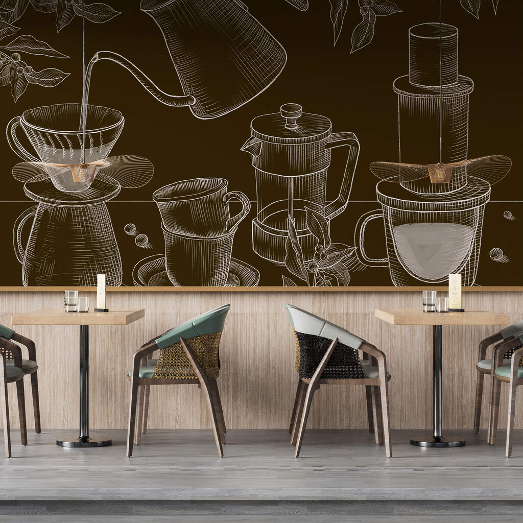 Dessin d'une cafetière et d'un pot à café Dessin d'une cafetière et d'un pot à café