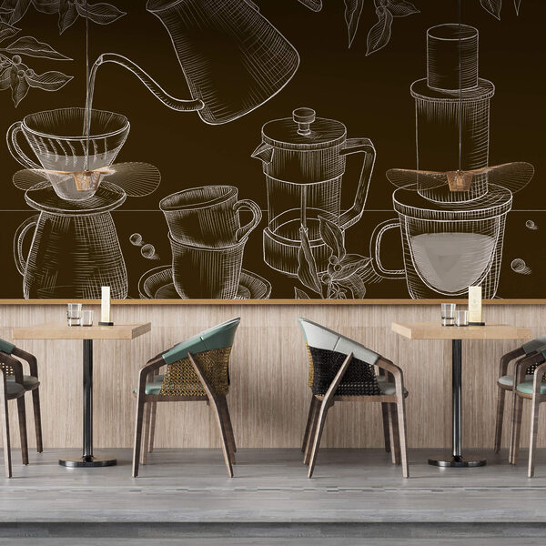Dessin d'une cafetière et d'un pot à café Dessin d'une cafetière et d'un pot à café