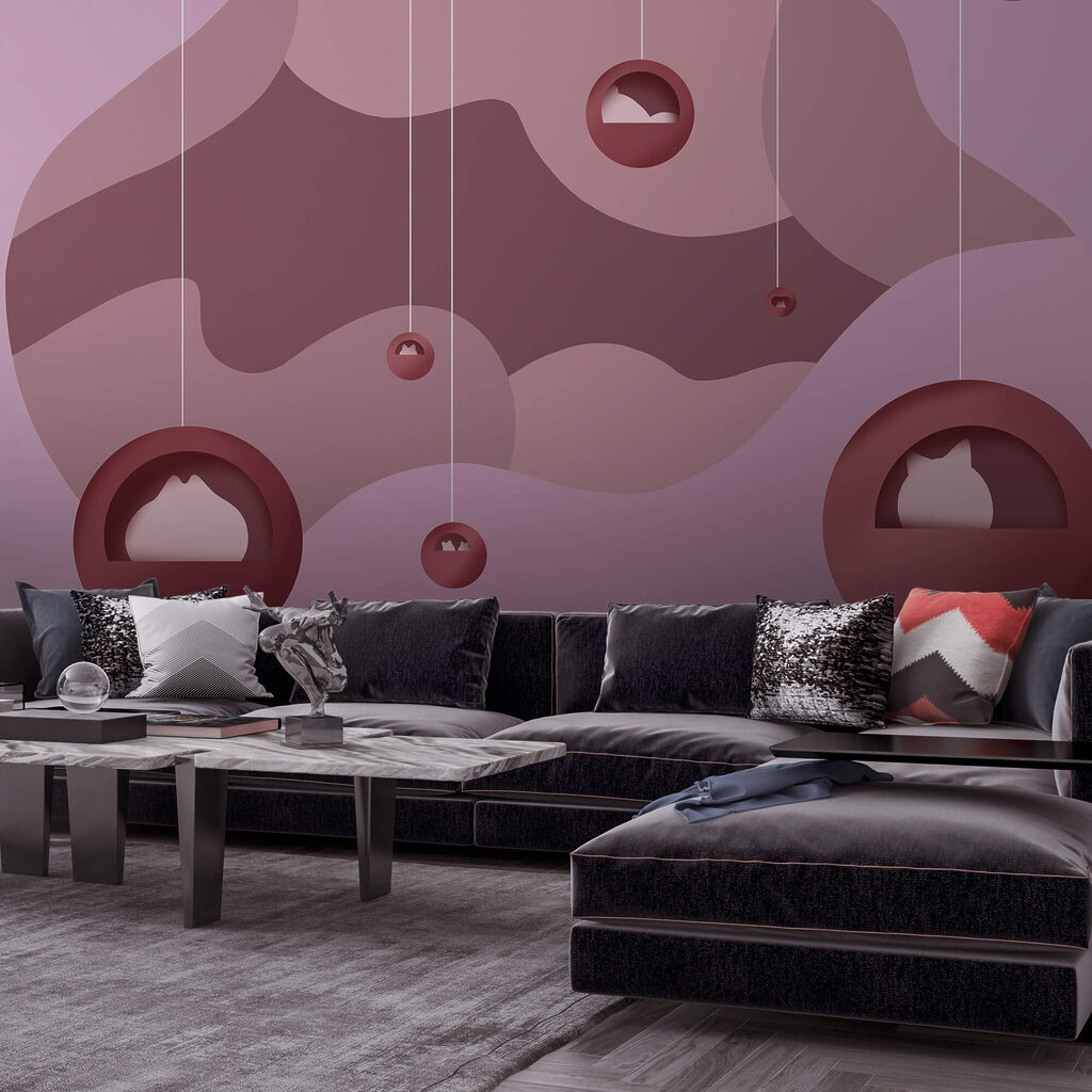 Fond violet et rose avec des boules Fond violet et rose avec des boules