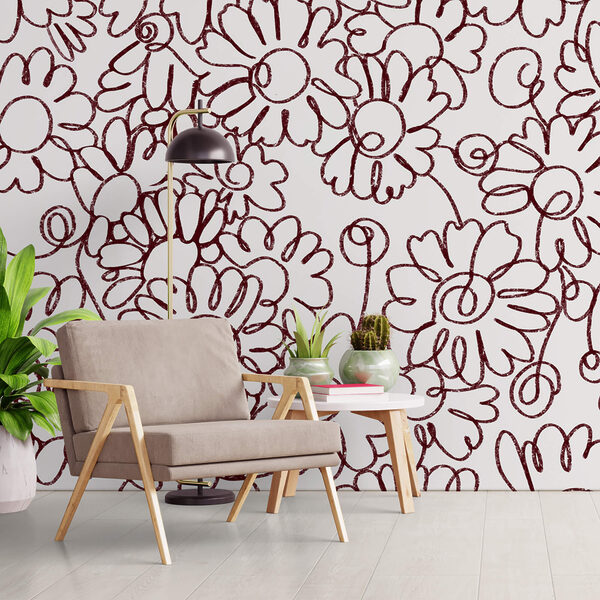 Motif de fleurs dessiné avec des lignes rouges Motif de fleurs dessiné avec des lignes rouges