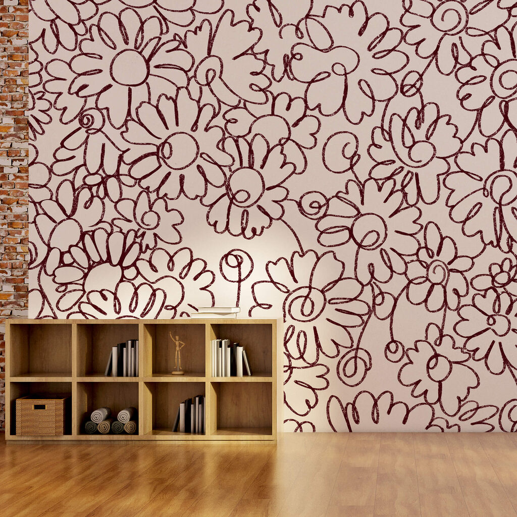 Motif de fleurs dessiné avec des lignes rouges Motif de fleurs dessiné avec des lignes rouges
