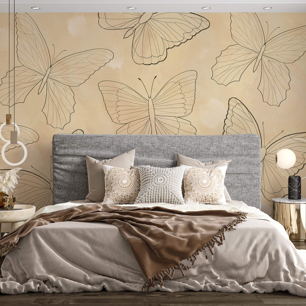 Motif de papillons sur fond beige Motif de papillons sur fond beige