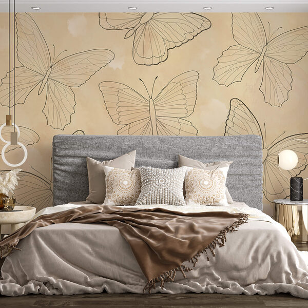 Motif de papillons sur fond beige Motif de papillons sur fond beige