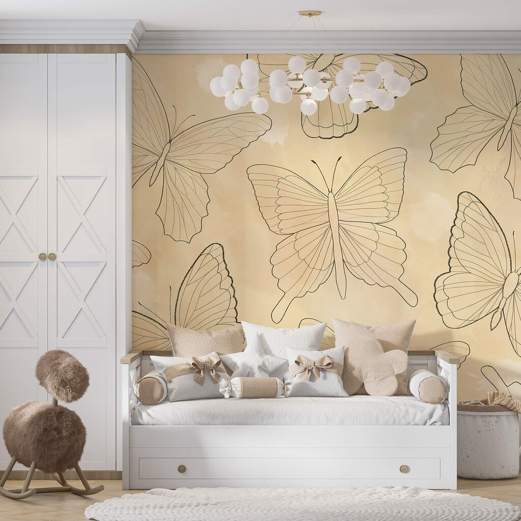 Motif de papillons sur fond beige Motif de papillons sur fond beige