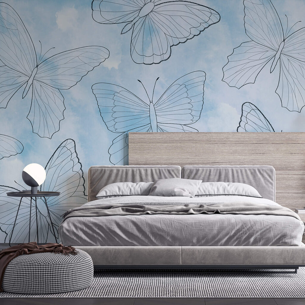 Motif de papillons sur fond bleu Motif de papillons sur fond bleu