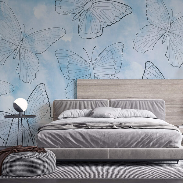 Motif de papillons sur fond bleu Motif de papillons sur fond bleu