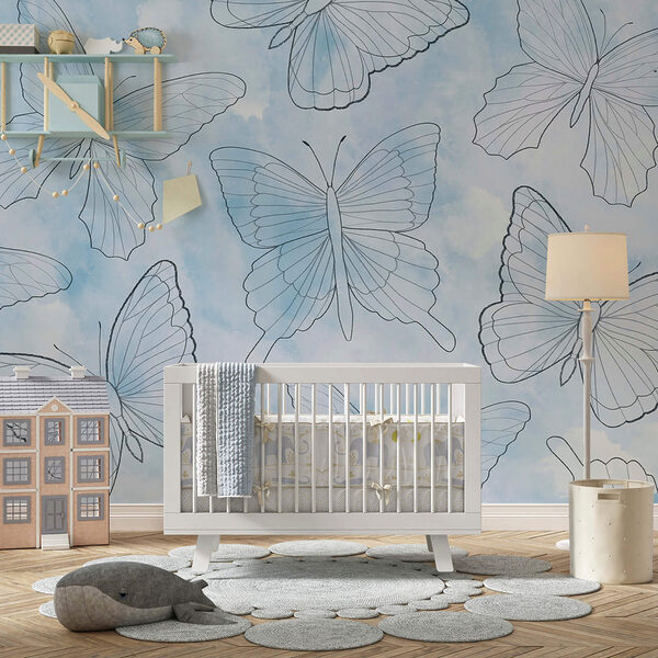 Motif de papillons sur fond bleu Motif de papillons sur fond bleu