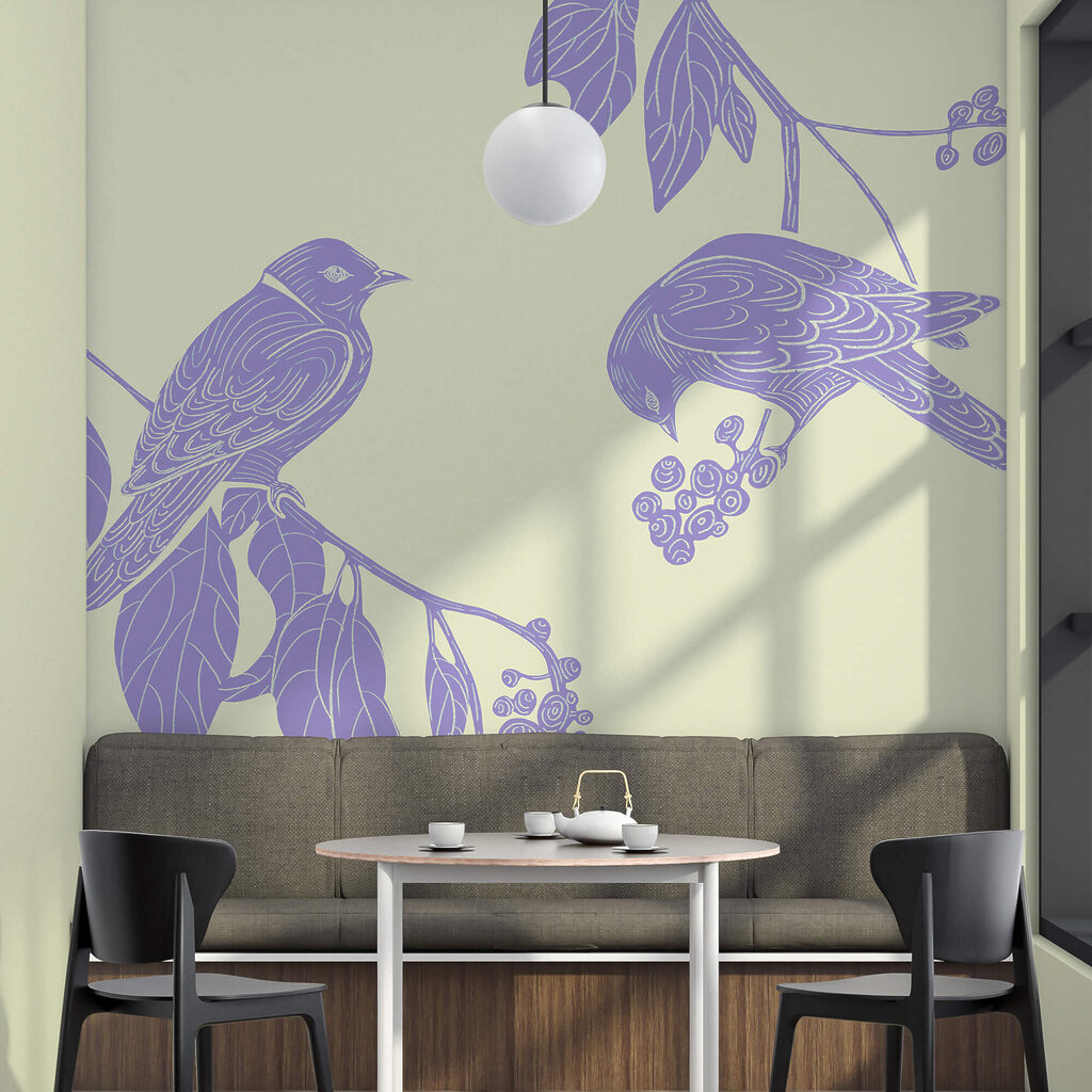 Dessin d'oiseaux sur une branche Dessin d'oiseaux sur une branche