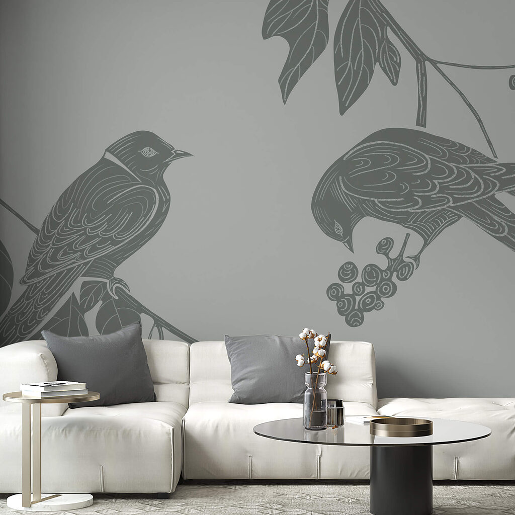 Oiseaux sur une branche avec des feuilles Oiseaux sur une branche avec des feuilles