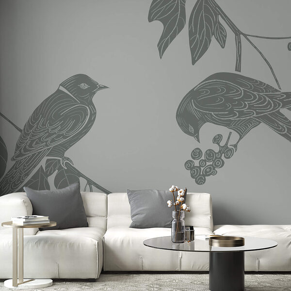 Oiseaux sur une branche avec des feuilles Oiseaux sur une branche avec des feuilles