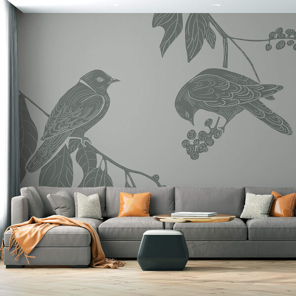 Oiseaux sur une branche avec des feuilles Oiseaux sur une branche avec des feuilles