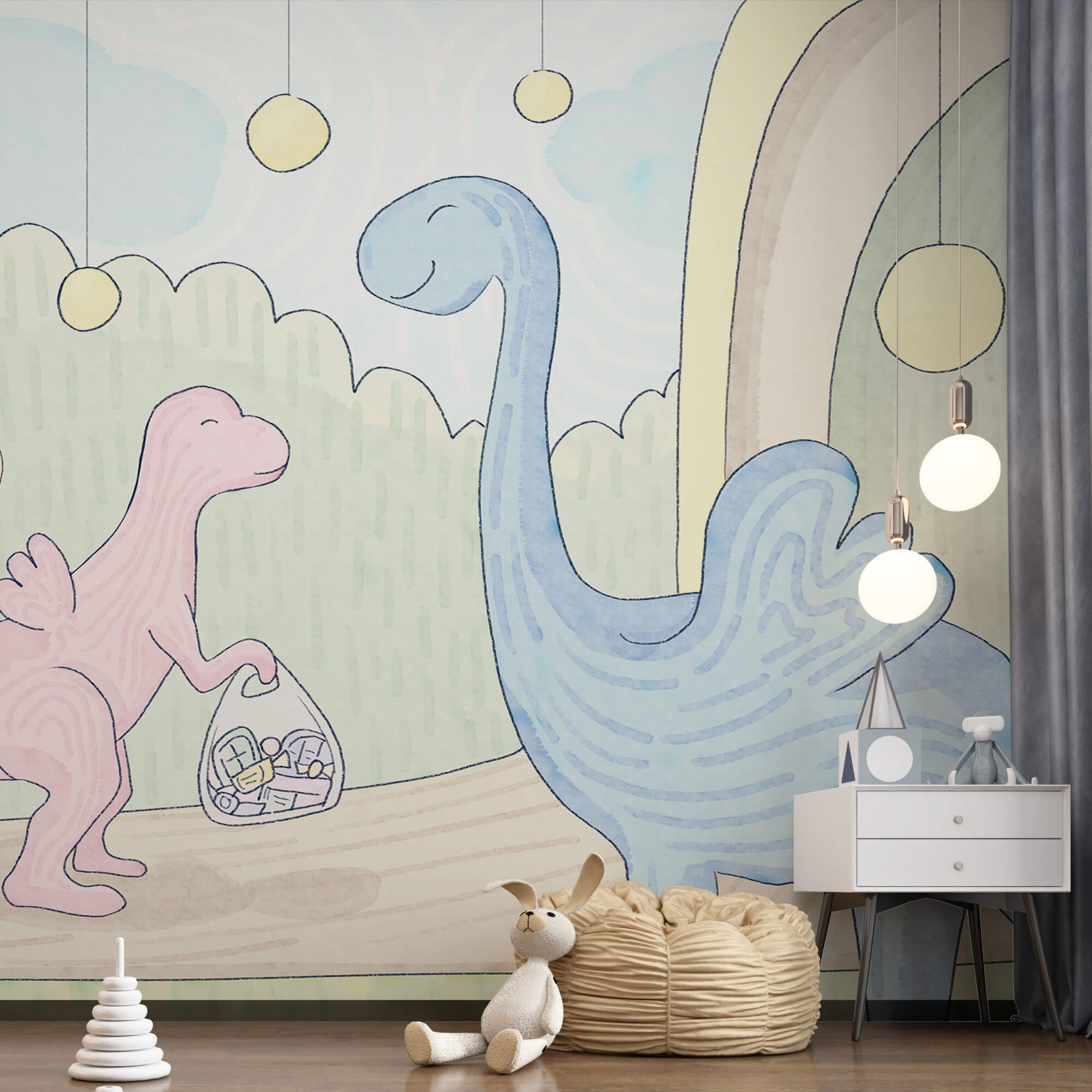 Dessin animé de dinosaures portant un sac Dessin animé de dinosaures portant un sac