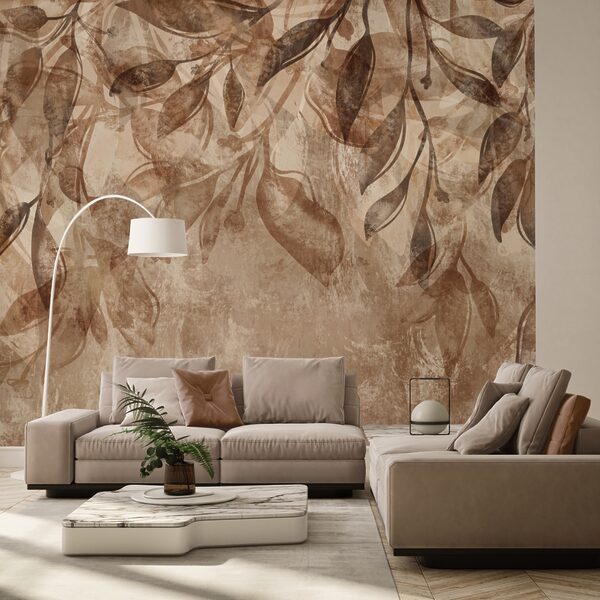 Motif floral marron et blanc