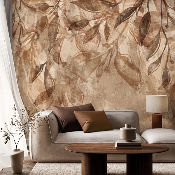 Motif floral marron et blanc