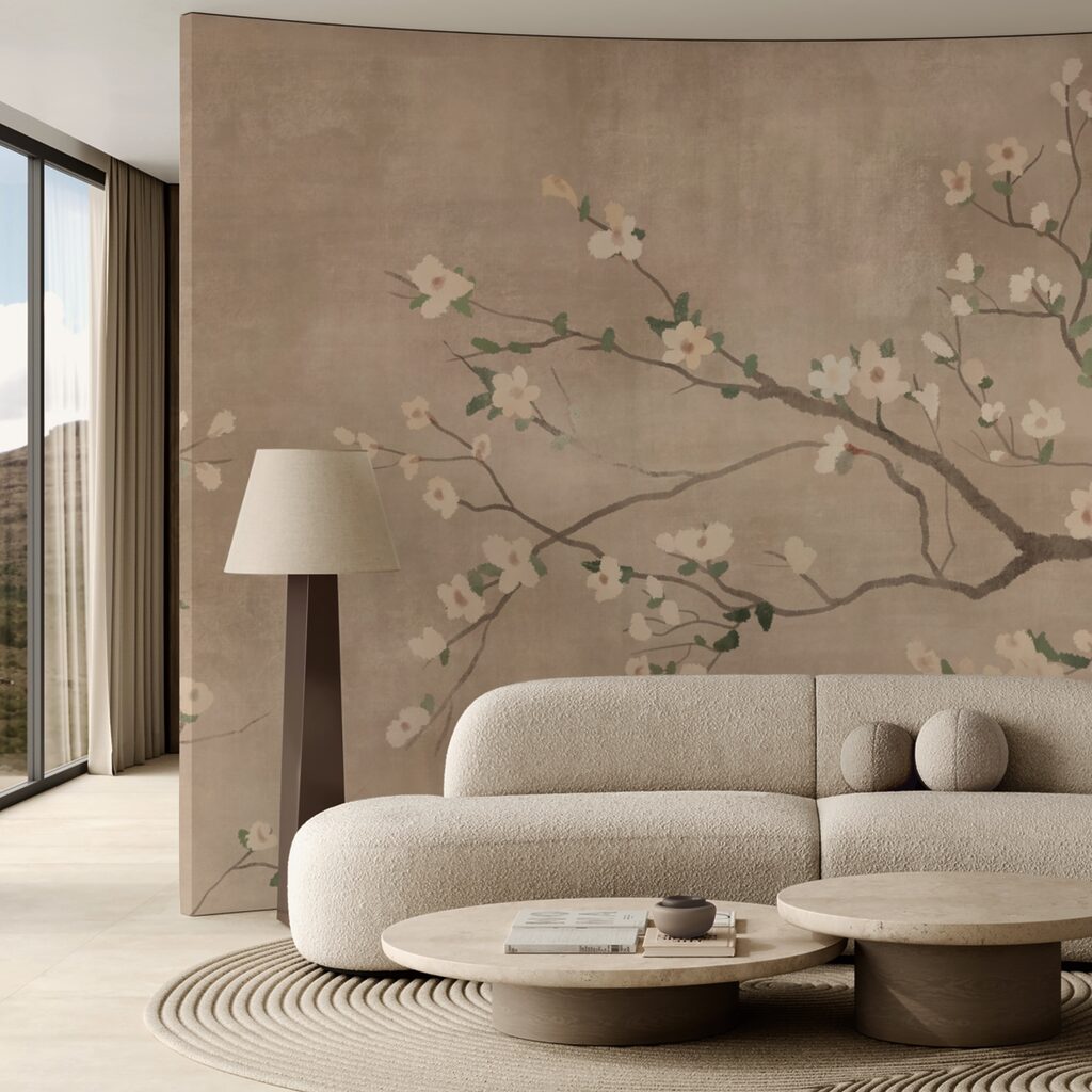 Branche d'arbre avec des fleurs blanches Branche d'arbre avec des fleurs blanches