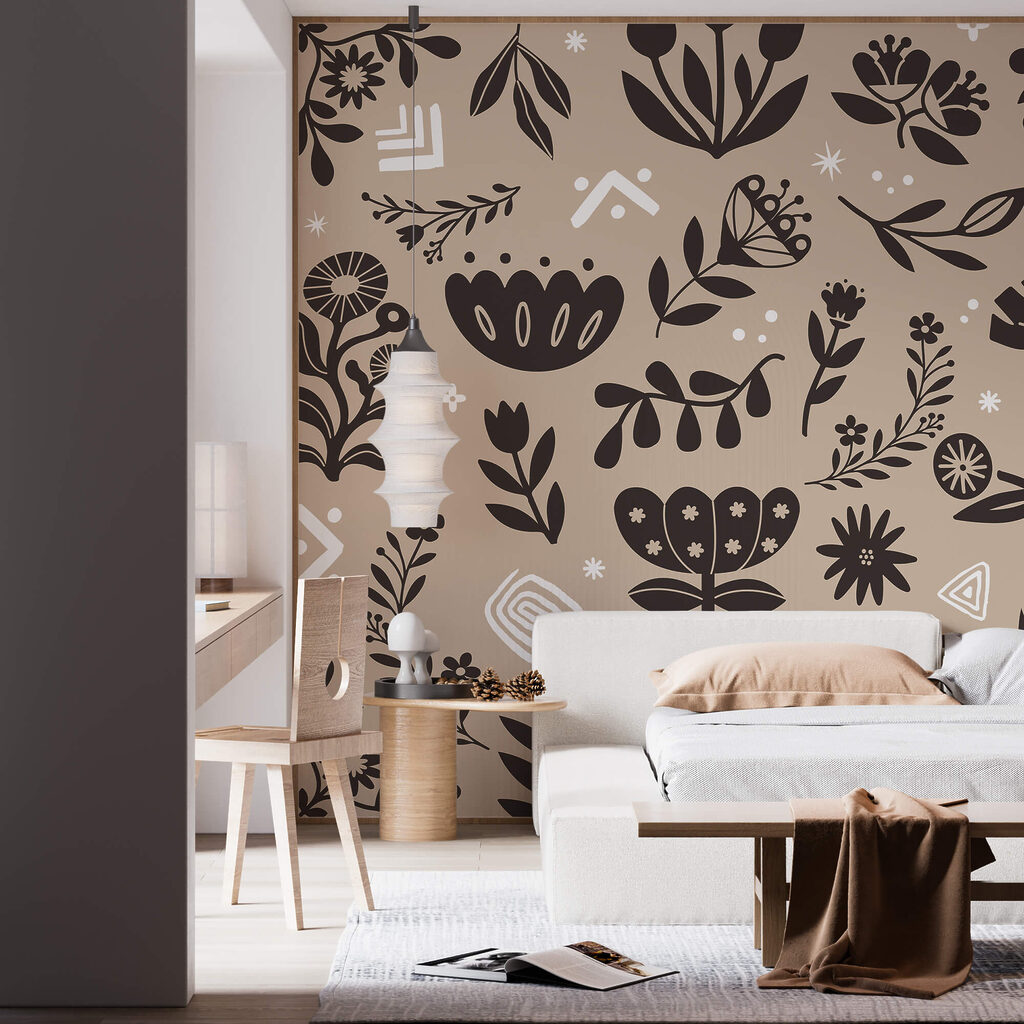 Motif de fleurs et de feuilles