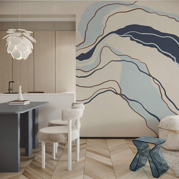 Lignes fluides dans des teintes sereines