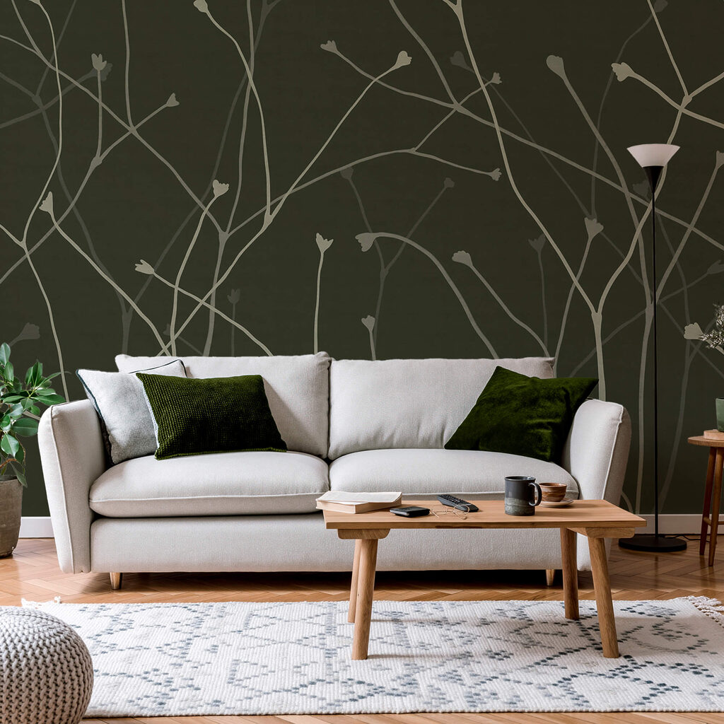 Branches délicates sur fond sombre Branches délicates sur fond sombre