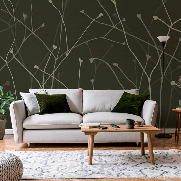 Branches délicates sur fond sombre Branches délicates sur fond sombre