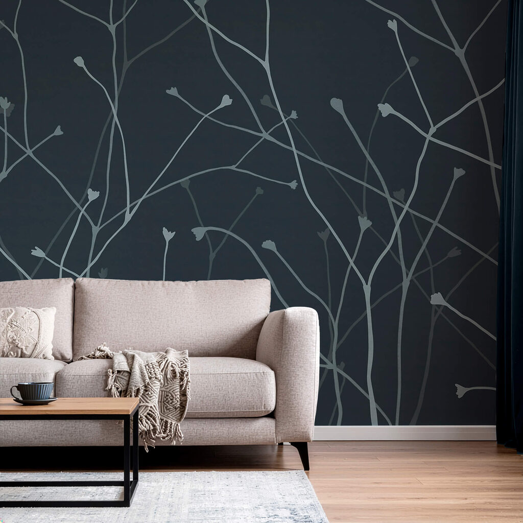 Branches délicates sur fond sombre