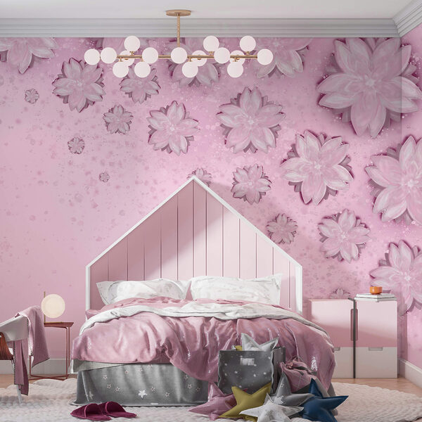 Fond rose avec des fleurs