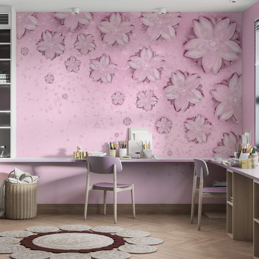 Fond rose avec des fleurs