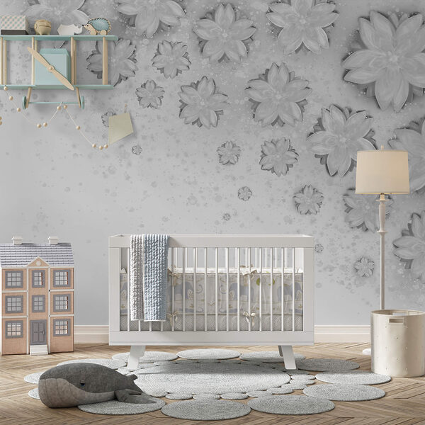 Fleurs blanches sur une surface blanche