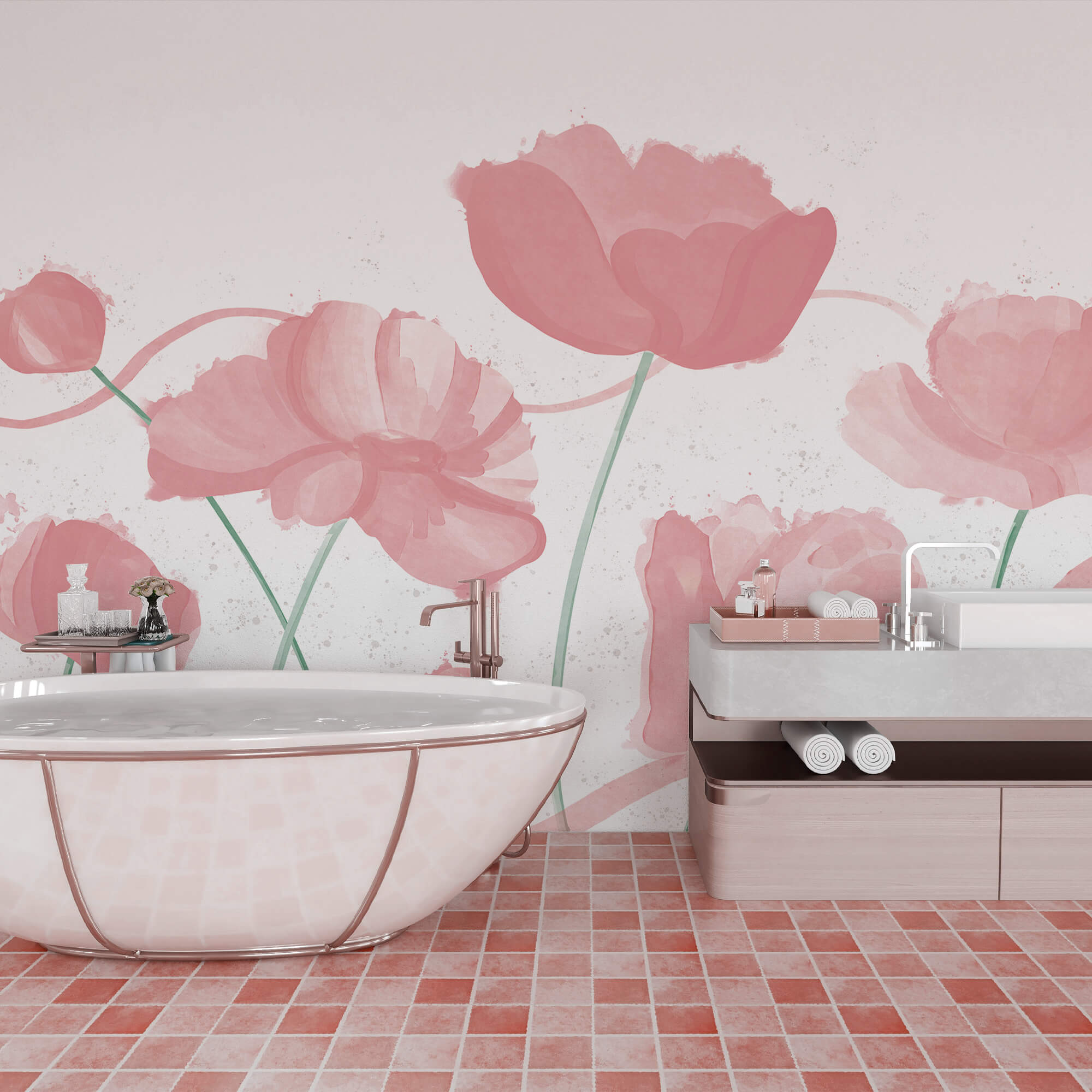 Douces fleurs roses dans un mouvement délicat