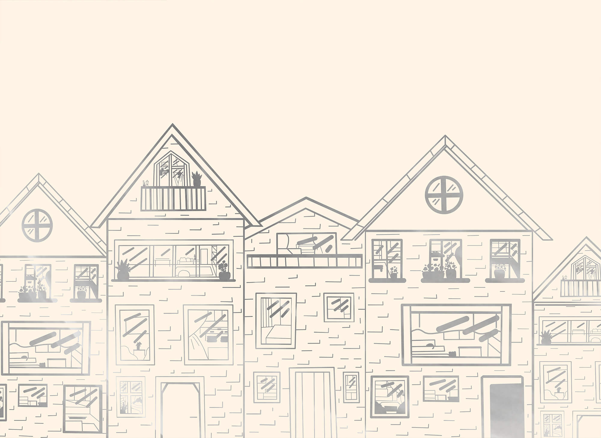 Drawing of a row of houses