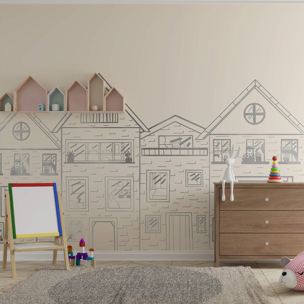 Dessin d'une rangée de maisons