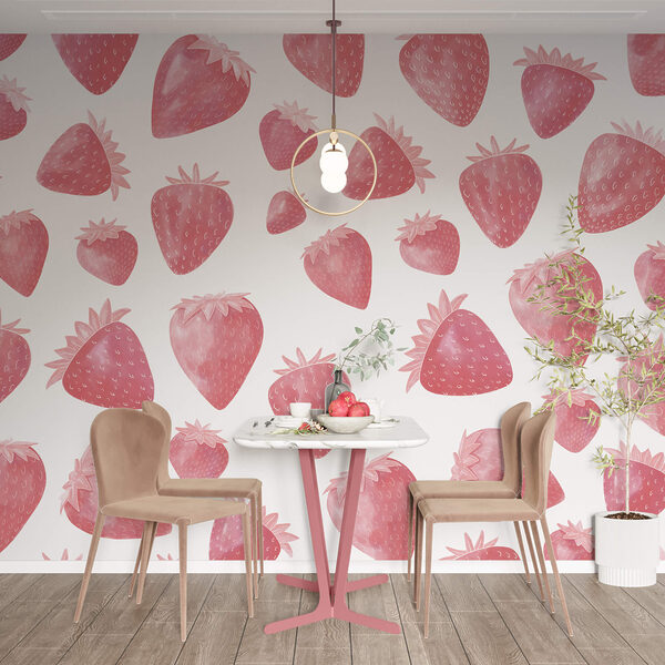 Papier peint Papier peint Motif de fraises (UGS : t00350)