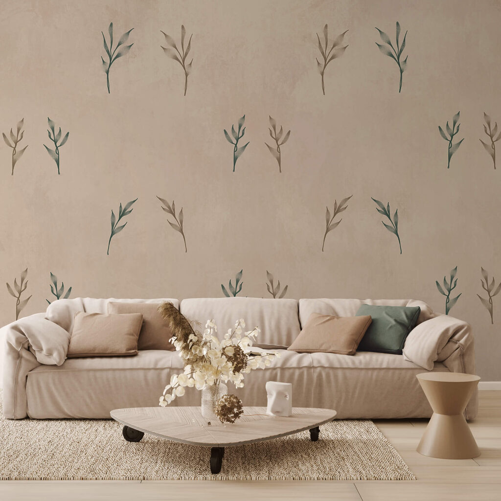 Motif de feuilles sur fond beige