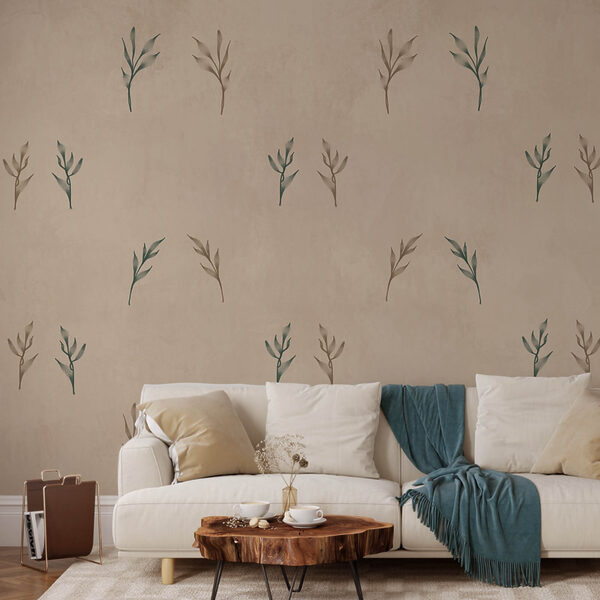 Motif de feuilles sur fond beige