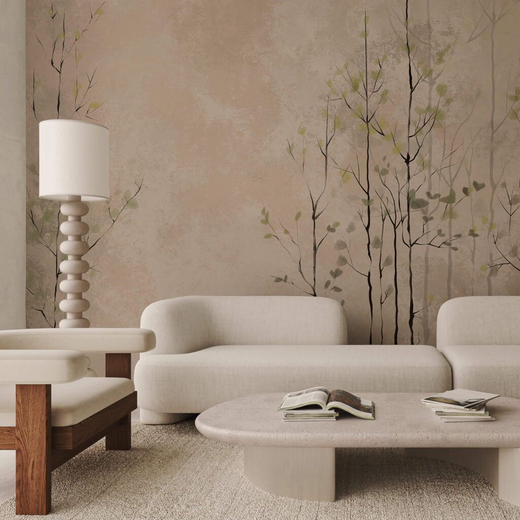 Groupe d'arbres avec des feuilles