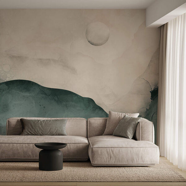 Peinture représentant une montagne avec une lune dans le ciel Peinture représentant une montagne avec une lune dans le ciel