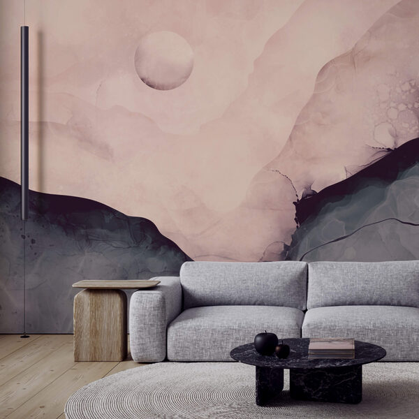 Peinture d'une montagne avec une lune Peinture d'une montagne avec une lune