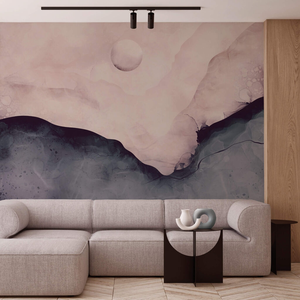 Peinture d'une montagne avec une lune Peinture d'une montagne avec une lune